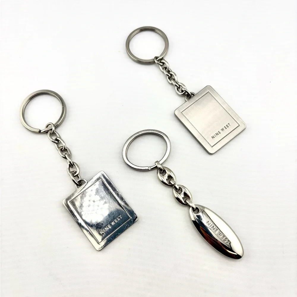 Nine West Silver Tone Logo Keychain Bundle - Lot of 3